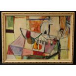 English School (mid 20th century) Abstract, Fruit on a Table oil on board, 37cm x 55cm