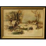 English School (early 20th century) Watermill in the Snow signed with initials G.K., dated 1912, oil