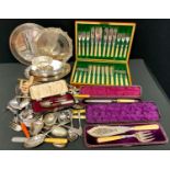 Silver & plate - a Viners cased three piece silver christening set, Sheffield 1964; silver plated