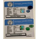 Loose Gemstones - a certified mixed cut oval sapphire, 8.15ct; another pale green emerald, 4.0ct,