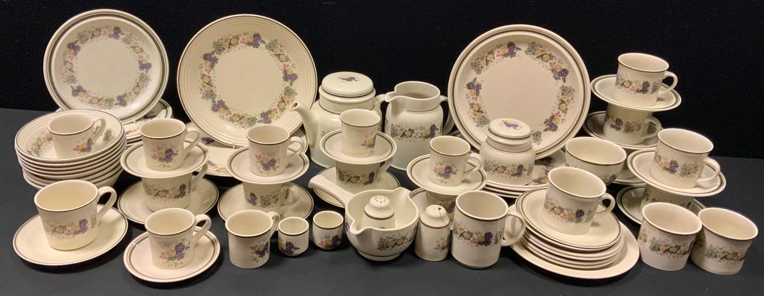 Tableware - a Royal Doulton Harvest Garland dinner and tea service inc dinner and side plates,