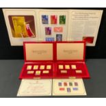 A cased set of silver gilt coronation issue replica stamps 3356/5000, with certificate; another,