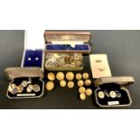 A pair of Yorkshire Light Infantry cufflinks; another pair Worksop College; various dress studs