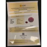 Loose Gemstones - a certified deep red mixed cut oval Ruby, 10.20ct, IDT gem testing report