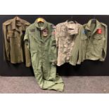 Military uniform - a US Marine Corps Iraqi War 2000-2002 waistcoat, shirt; RAF coverall suit