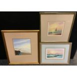 Neil S Hopkins, Dawn Mist Abersoch, signed, watercolor, dated 1985, 21cm x 18.5cm; others smaller