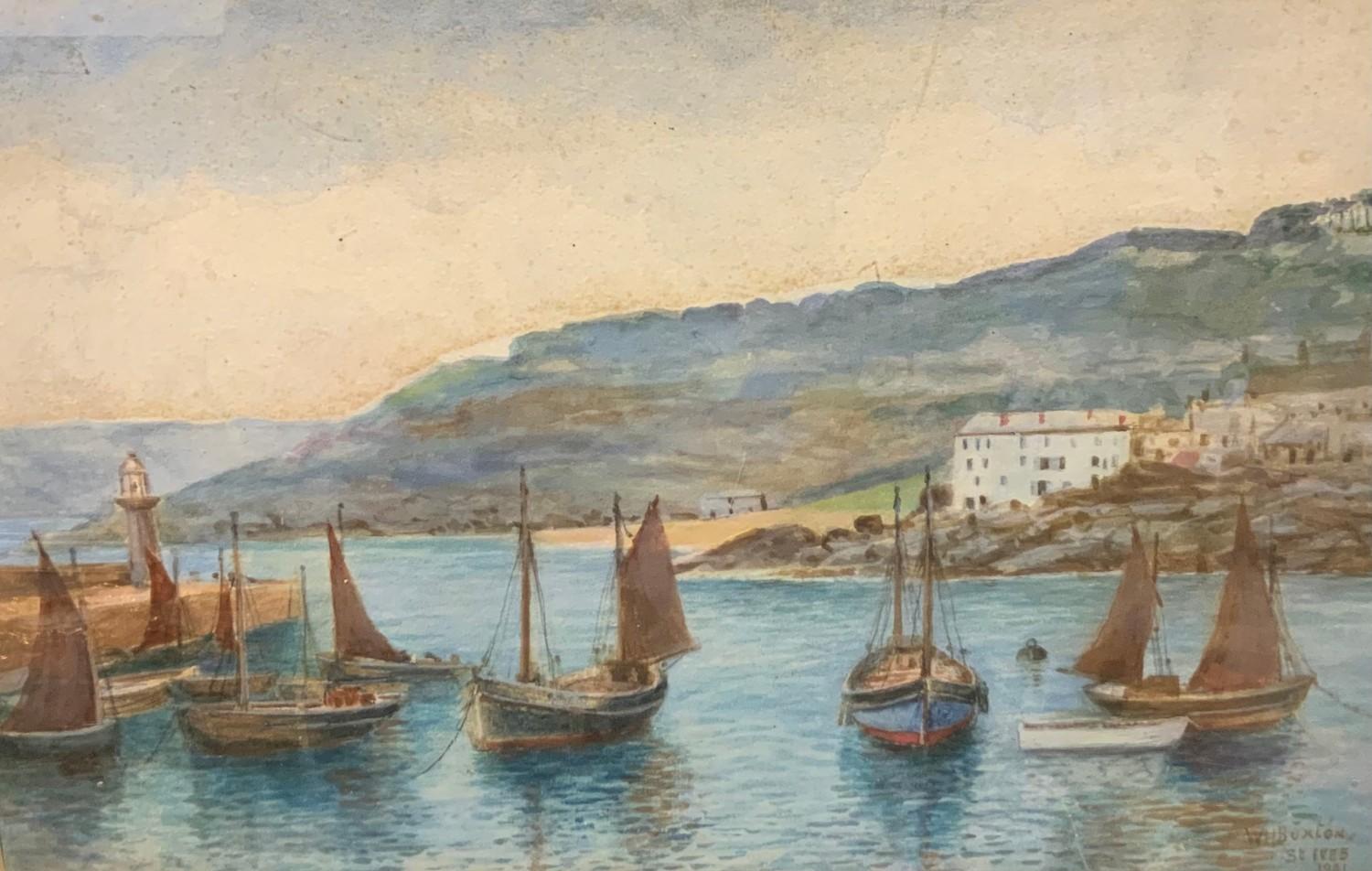 W H Buxton, St Ives, Boats at Rest, oil on board, signed, dated 1951, 39cm x 49cm; others (3) - Bild 4 aus 4