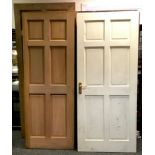 Nine assorted solid wood doors and a glazed door. Various sizes the largest being 211cm high x 89.