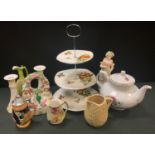 Ceramics - a Midwinter three tier cake stand , Staffordshire pottery watch stand etc; Royal