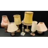Lighting - an alabaster and gilt metal table lamp; others, stone, ceramic etc (7)