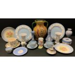 Ceramics - A Royal Doulton figure Mary Mary, Hn 2044; Wedgewood Jasperware candlestick, vase,