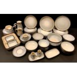 Tableware - a Denby Studio pattern dinner service inc dinner and side plates, soup and serial bowls,