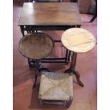 A nest of mahogany rectangular tables; two side tables and a stool **Please note all lots must be