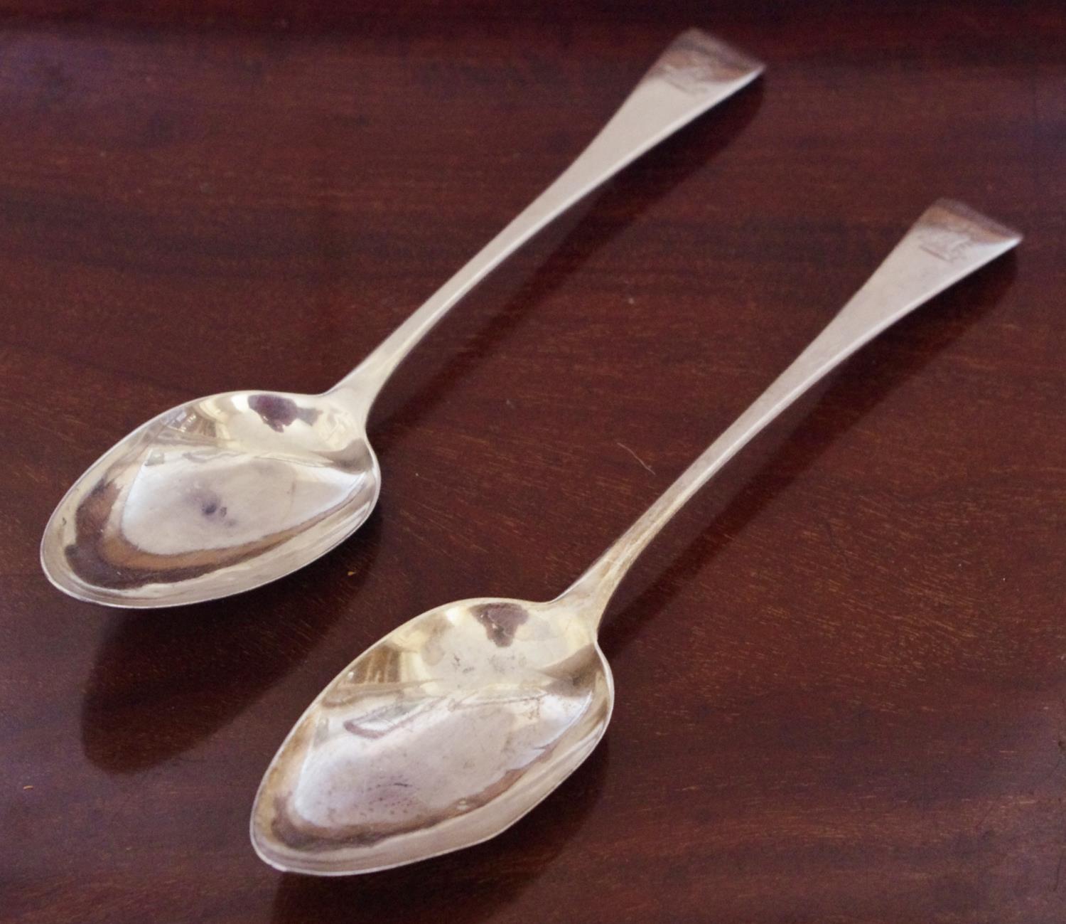A pair of silver Old English pattern table spoons, Richard Crossley, London 1803