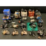 Various vintage fishing reels including J.W. Young & Sons The Ambidex; Mitchell, Browning, Boyo,