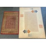 A modern contemporary design rug, paneled and linear design upon a two tone cream ground, 234cn x