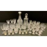 Glass - Atlantis Crystal square decanter; another, hobnail; tumblers;sherry, etc