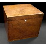 A 19th century deed box, hinged cover, brass lock. 34cm high x 39.5cm wide x 35cm deep.
