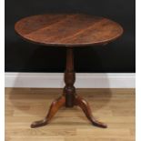 A George III oak tripod occasional table, c.1800