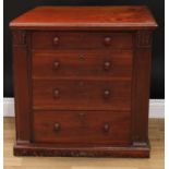 A 'Victorian' mahogany chest, of small and anachronistically semi-chamfered proportions, moulded top
