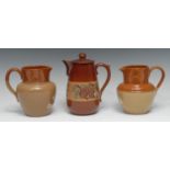 Advertising - a brown glazed stoneware 1pt jug and cover, Rowntree's Elect Cocoa Jug, decorated with