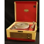 A Dansette Junior Deluxe portable record player