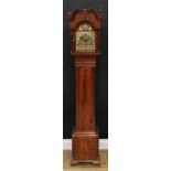 A George III style Chippendale design mahogany dwarf longcase clock, 17cm arched brass dial,