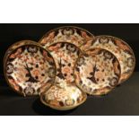 Royal Crown Derby Kings pattern tableware, late 19th century, including muffin dish and cover,
