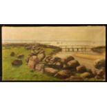Hans Dale (early 20th century) Beach Inlet with Rocks signed, oil on canvas, 35cm x 66cm