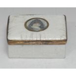 An 18th century bianco-sopra-bianco enamel rectangular table-top snuff box, the cover with an