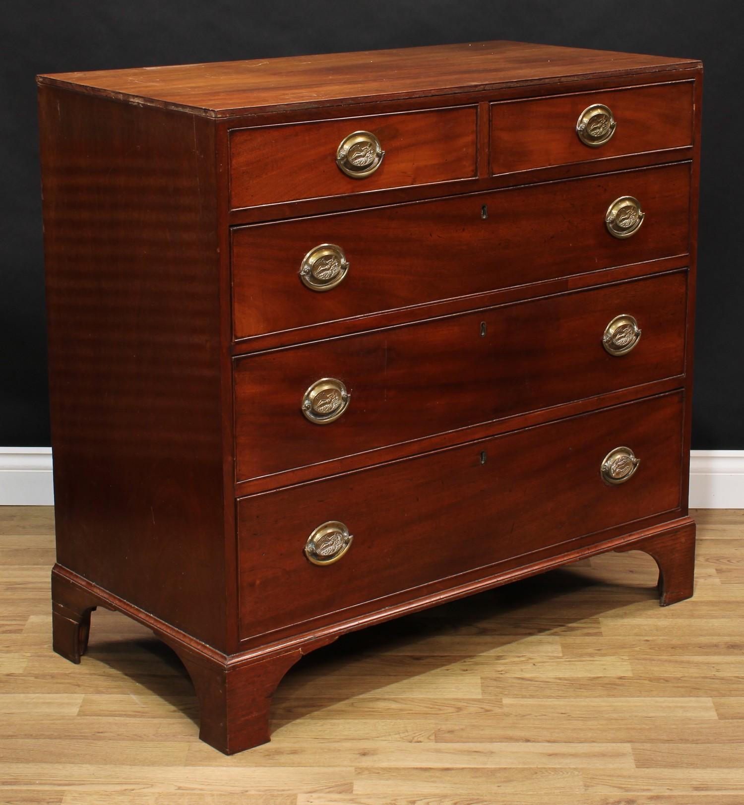 A Regency mahogany chest, flush rectangular top above two short and three long graduated - Image 2 of 3