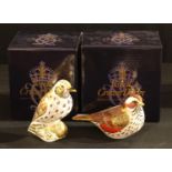 A Royal Crown Derby paperweight, Redwing, Collector's Guild exclusive, gold stopper, boxed; another,