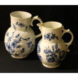 A Worcester Dutch jug, Cabbage Leaf Jug Floral pattern, the baluster moulded in relief with