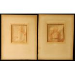 English School (18th/19th century) A pair, Man with a Pipe, Father and Son red chalk drawings,