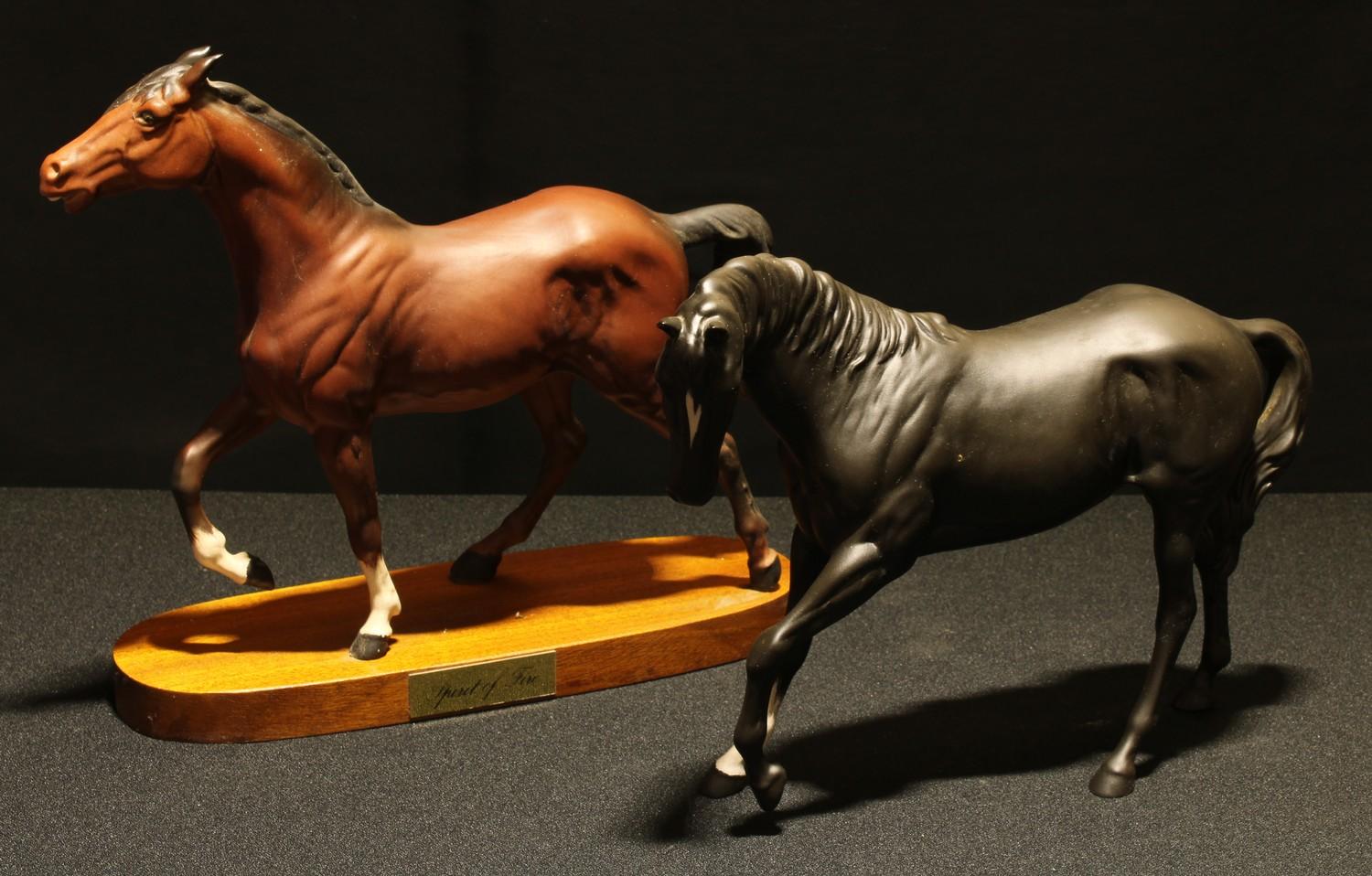 A Beswick model of a horse, Black Beauty, matt finish; another, Spirit of Fire (2)