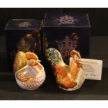 A Royal Crown Derby paperweight, Bantam Cockerel, Visitor's Centre exclusive, gold stopper,
