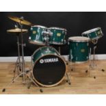 Musical Instrument - a Yamaha YD Series drum kit, comprising kick drum (20"), tom-toms (12" and