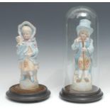A pair of late 19th century/early 20th century continental bisque figures, of a young girl and boy