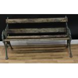 A Coalbrookdale style cast iron park or garden bench, the sides cast with fruiting berries and