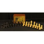 A boxwood and ebony Staunton pattern chess set, boxed