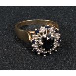 A 9ct gold sapphire and diamond ring