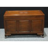 A Chinese inspired camphor wood blanket box, hinged rectangular panel top, 64cm high, 107cm wide