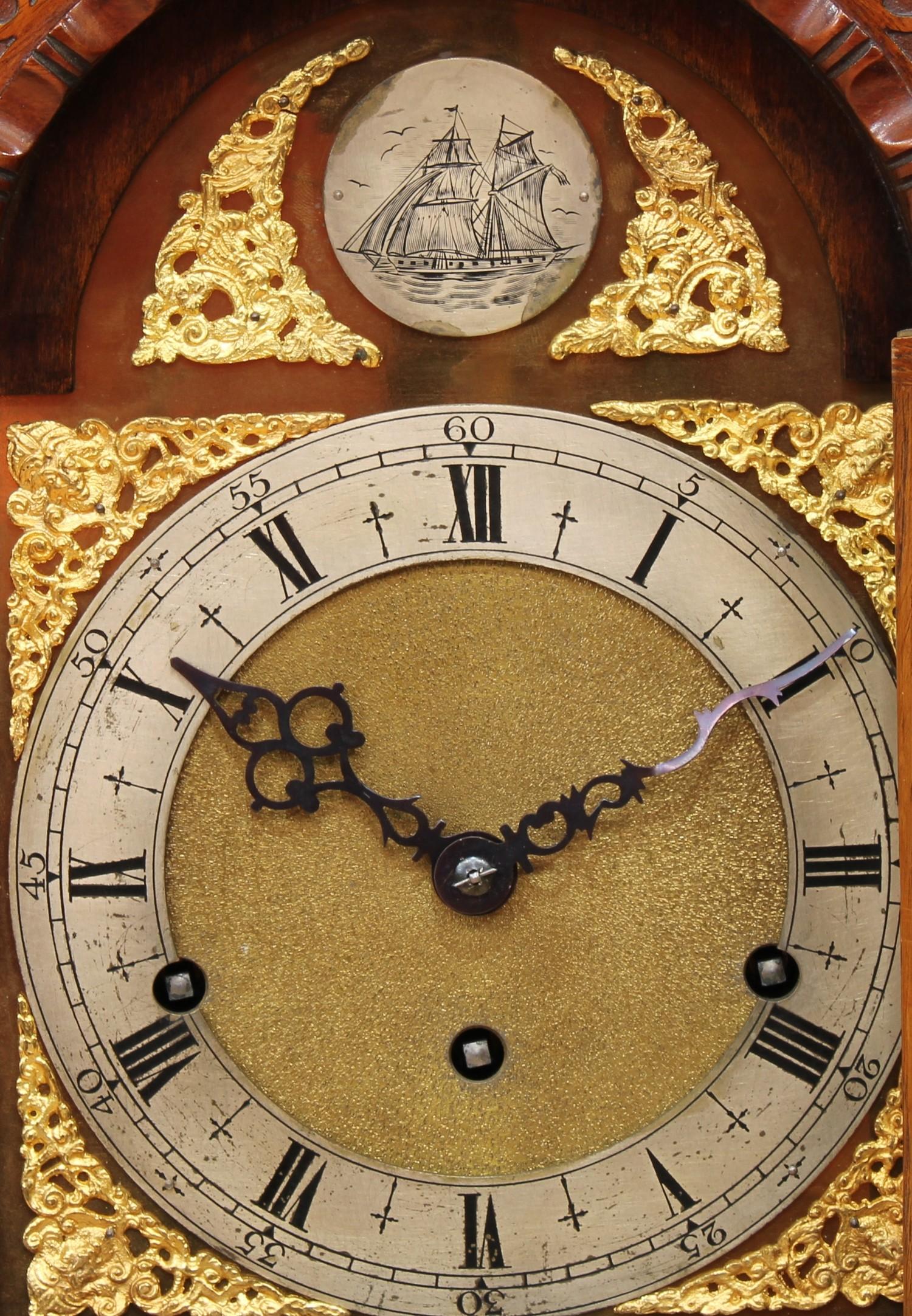 A George III style Chippendale design mahogany dwarf longcase clock, 17cm arched brass dial, - Image 4 of 5
