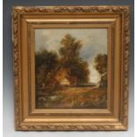 J Thors The Farmstead signed, oil on canvas, 28.5cm x 25.5cm