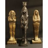 Interior Design - Egyptology, a pair of 20th century resin figures, Tutankhamun and Nefertiti, 41cm;