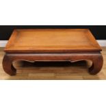 A substantial ?Chinese? hardwood low tea table, 40cm high, 125.5cm wide, 86cm deep