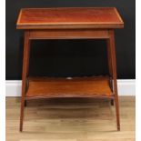 An Edwardian satinwood crossbanded mahogany combination card and occasional table, wavy galleried