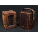 A 19th century morocco carriage clock box; another, similar (2)