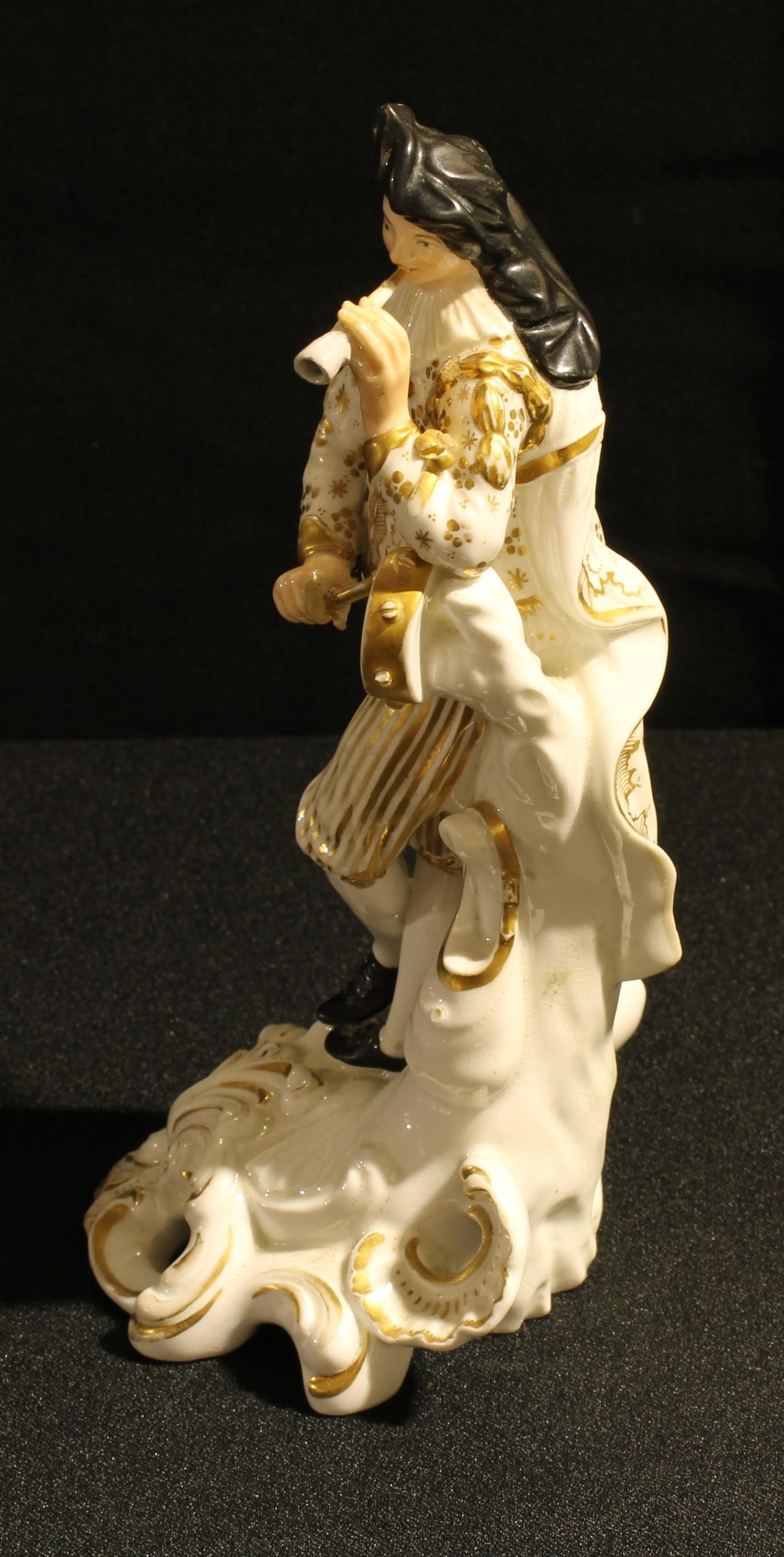 A Bloor Derby figure, of the Male Musician from The Idyllic Musicians, No. 311, modelled holding his - Image 2 of 2