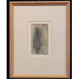 After LS Lowry Figure Wearing a Hat pencil drawing, 12cm x 6.5cm